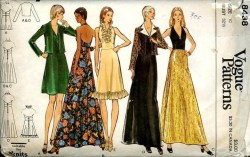 8438 VOGUE 1972 WOODSTOCK HALTER V MIDRIFF DRESS 4 LENGTHS PATTERN 14 UNCUT